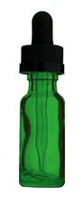 1/2 OZ 15ML GREEN BOSTON GLASS BOTTLES WITH CHILD RESISTANT CRC GLASS DROPPERS