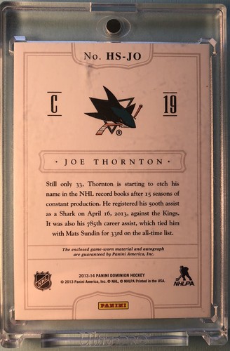 2013-14 Panini Dominion Hockey Hand Signed Joe Thornton auto /25 🔥🔥 - Picture 3 of 4