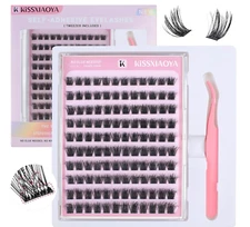Fluffy Individual Eyelashes Kit 120Pcs No-Glue Clusters 10-16mm Thick & Wispy