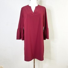 J. Crew Factory Burgundy Bell Sleeve V Neck Shift Dress Knee Length Size 6