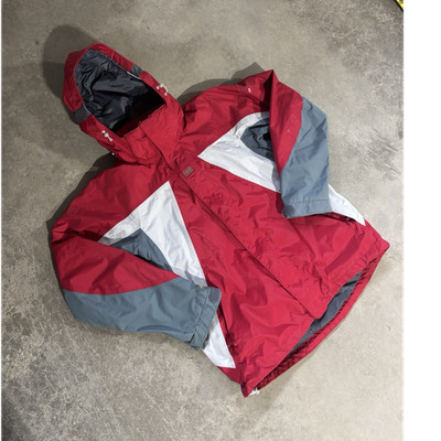 Helly Hansen Men's M Ski Jacket Hooded Full Zip Ripstop Nylon Red/Gray/White