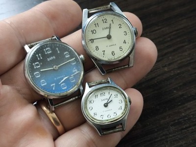 Uhren Zarya Mechanisches UdSSR-Set 3 Stück, Vintage Uhr funktioniert nicht!
