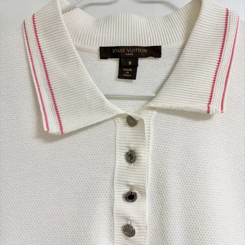 Authentic Louis Vuitton Women's White Knit Polo T-Shirt, Size S thumbnail 4