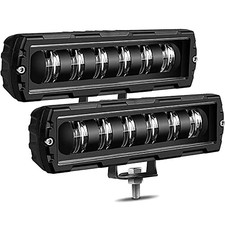 6 Inch LED Light Bar 2PCS 60W Single Rows Flood Beam Slim LED Pods Work Black