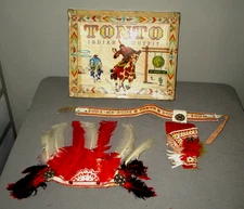 1950'S LONE RANGER- TONTO INDIAN OUTFIT-W BOX-ESQUIRE-COWBOY VINTAGE PLAYSET TOY