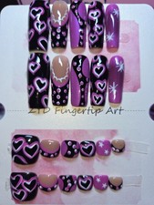 Press On Nails Handmade Large Square Black he...