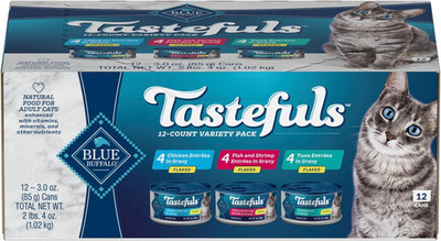 Tastefuls Flaked Wet Cat Food Variety Pack, Made with Natural Ingredients, Tuna,