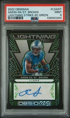 2022 PANINI OBSIDIAN LIGHTNING STRIKE AUTO #LSAST AMON-RA ST. BROWN 24/50 PSA 9