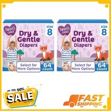 2 Pack Parent's Choice Dry Gentle Diapers Size 8, 64 Count, FreeShip