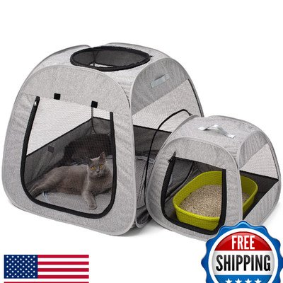 Tenrai Portable Cat Playpen - Foldable, Trapezoidal Design for Stable Standing