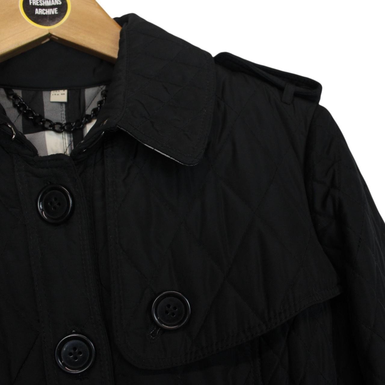Burberry London Black Nova Check Quilted Belted Trench Coat thumbnail 5