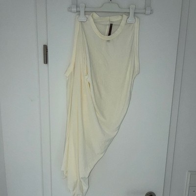 Rick Owens Damen Top Elfenbein Basic ärmellos Rundhals Baumwolle Gr 36