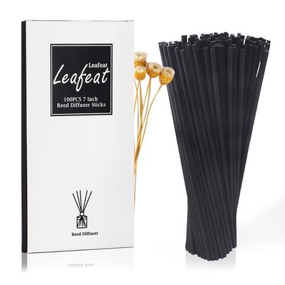 100PCS Reed Diffuser,7 Inch Aromatherapy Diffuser Black Fiber Sticks-Black