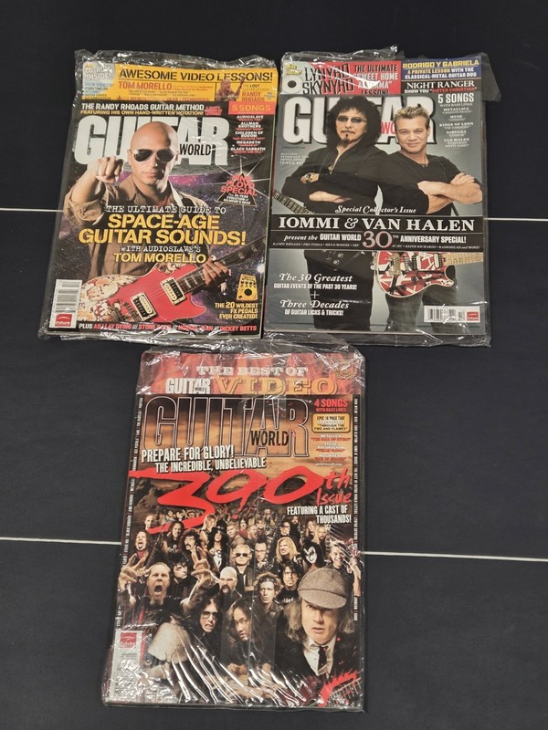 Guitar World Magazine Lot(3)-Tom Morello(Sealed),Iommi/Van Halen, 300th Iss.w/CD