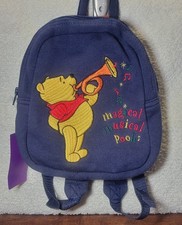 Vintage Winnie The Pooh Mini Backpack Navy Embroidered Magical Musical Pooh