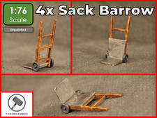4 x Sack Barrow / Hand Truck Model Railway Scenery Diorama 1:76 Scale OO Gauge