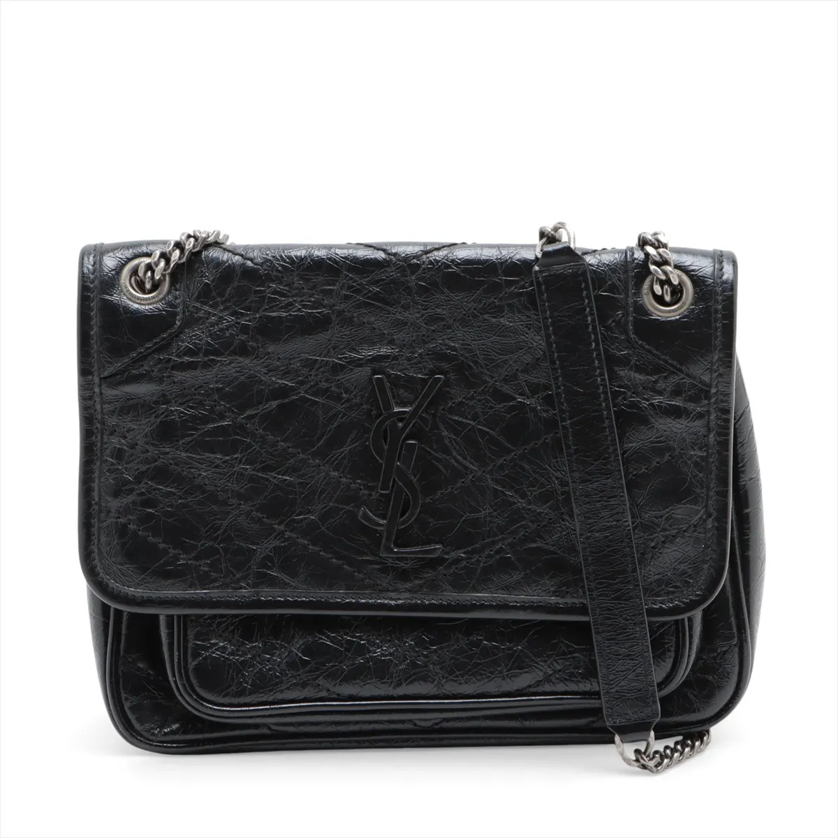 Saint Laurent Paris Niki Baby Leather Chain Shoulder Bag Black 633160