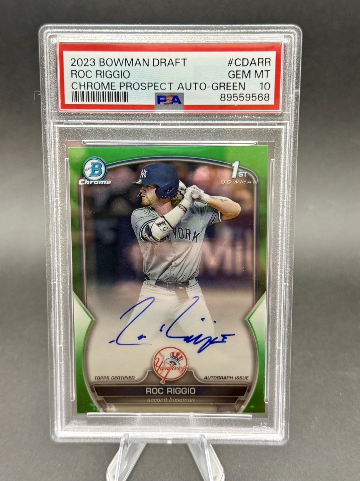 2023 Bowman Draft ROC RIGGIO 1st Auto True Green Refractor /99 PSA 10 Rookie RC