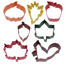 R&M International Autumn Leaf Cookie Cutters, Acorn, Ivy, Apple, Oak, Pumpkin