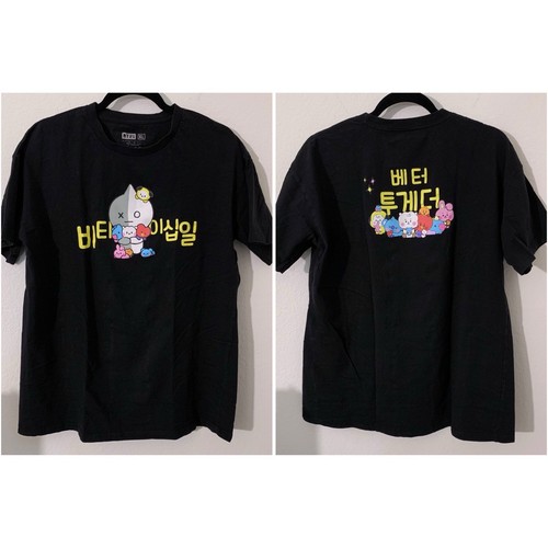BTS BT21 Men’s Shirt XL Black Graphic Print Short Sleeve Band Tee