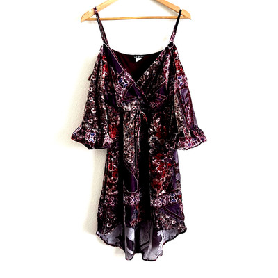 Purple Velvet Burnout Mini Dress Womens Small Whimsigoth Dark Fairy Gothic Vamp