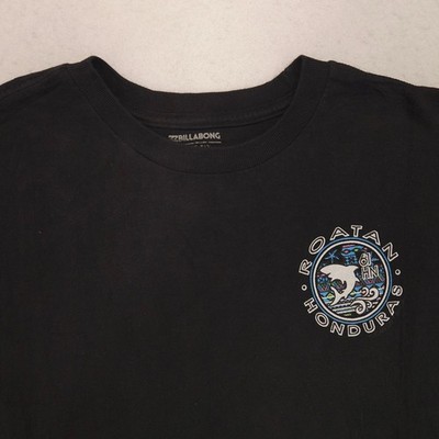 Billabong Roatan Honduras Crew Neck Short Sleeve Graphic Shirt Mens Size M Black