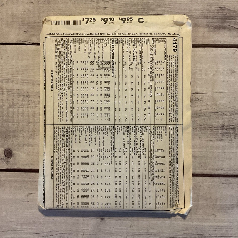 McCalls 8118 Sewing Pattern Jacket Tunic Top Shirt Skirt Pants Size 22-24 UNCUT - Image 2 of 4