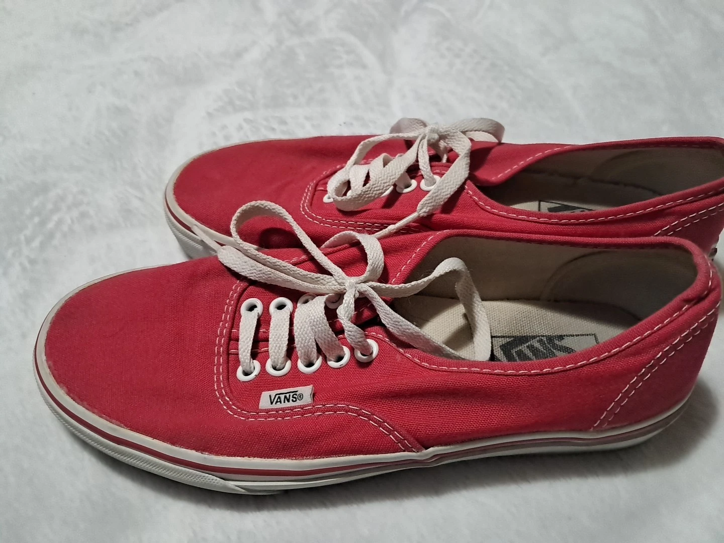 Scarpe da skate VANS rosso bianco tela donna 9 Mrn 7 5 Med Lo Top Oxford sneaker