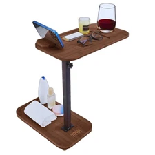 Upgraded Couch Side Table Small, Swivel TV Tray Table & 360° Rotating Phone H...