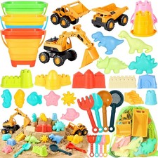 35PCS Beach Toys Set for Kids - Sand Castle Kit, Buckets, Dump Trucks Molds