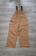Vtg Carhartt R37 Duck Zip to Thigh Bib Overalls Unlined Size 44 X 30 NWT NOS