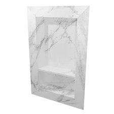 17 In. X 26 In. Recessed Shampoo Caddy in Calacatta White