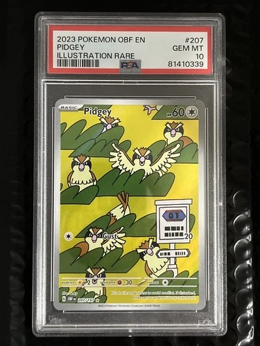 2023 POKEMON OBF EN-OBSIDIAN FLAMES ILLUSTRATION RARE #207 PIDGEY PSA 10