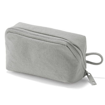 [US Stock] MUJI Wrinkle Nylon Wide Opening Pouch Gray Small Organizer JAPAN