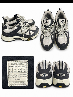 Champion Men s Low Top Lace-Up Athletic Sneakers Gray/White/Black Leather