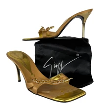 Vicini by Giuseppe Zanotti 10 US 40 EU Gold Snake Slides Heels Sandals Shoes Bag