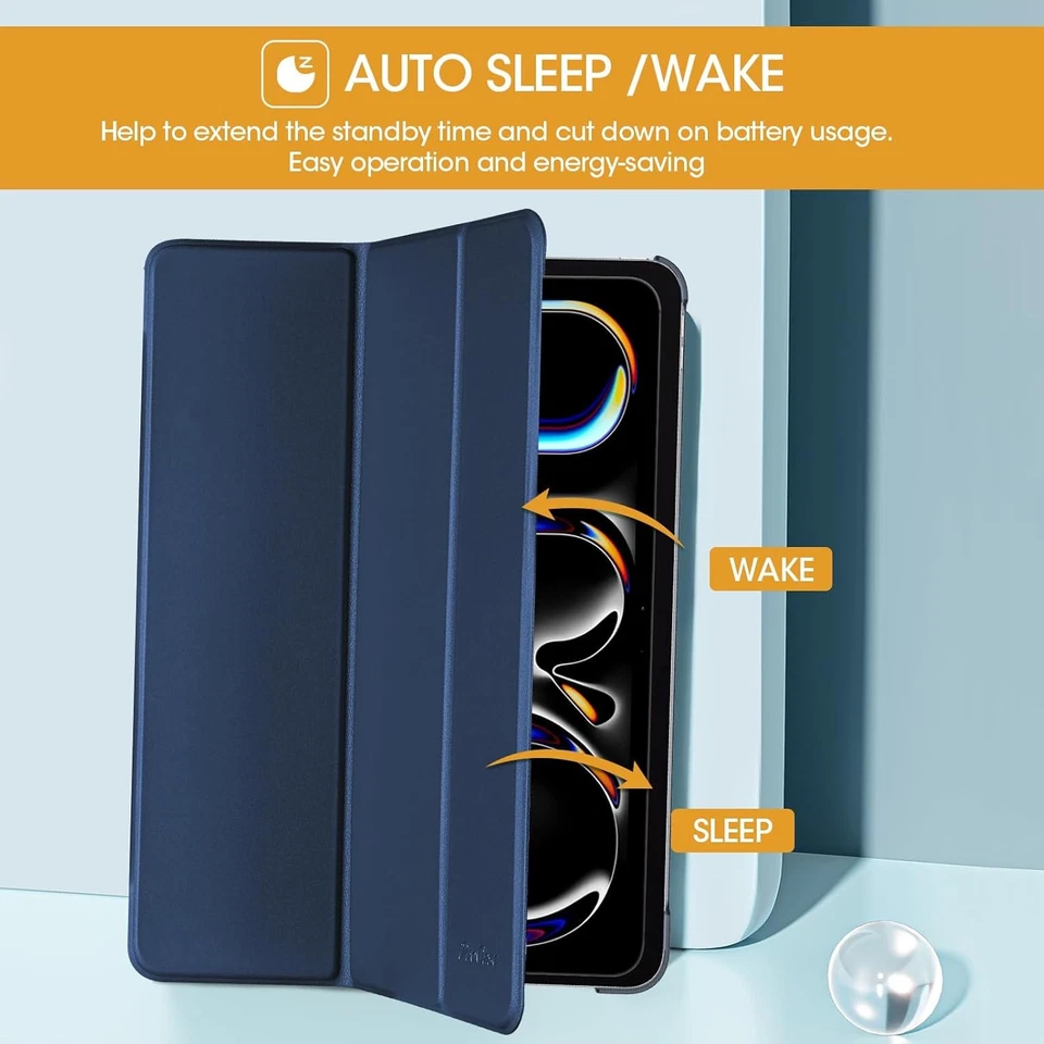 ProCase iPad Pro 13 Inch Smart Folio Case 2024 (M4/7th Gen), Slim Stand Navy - Image 4 of 4