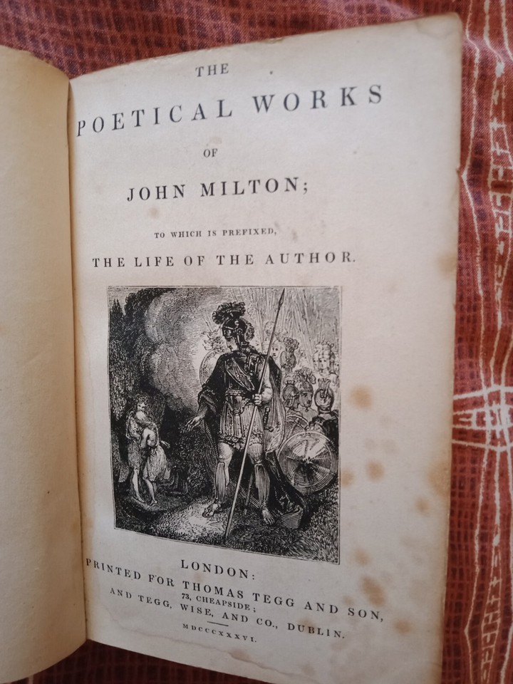 1836 John Milton Poetical Works Life Of The Author Very Rare Antique