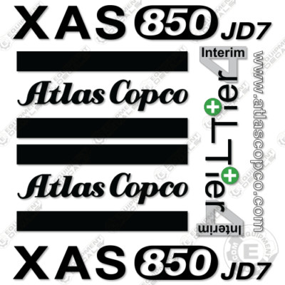 Fits Atlas Copco XAS850 JD7 Decal Kit Air Compressor - 3M Vinyl