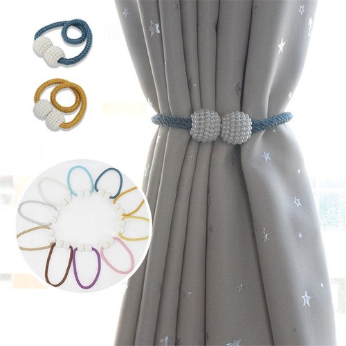 Chic Magnetic Curtain Tiebas Featuring Braided Ball Bule For Home Dcor - Picture 2 of 18