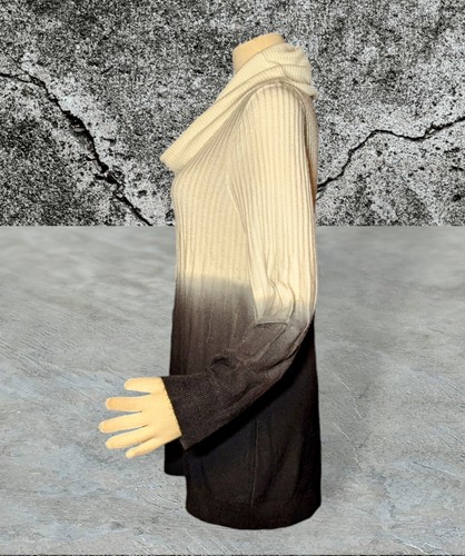 KATE & MALLORY Ivory Gray Black OMBRE Soft Knit Sweater COWL Neck Women's XL - Picture 2 of 9