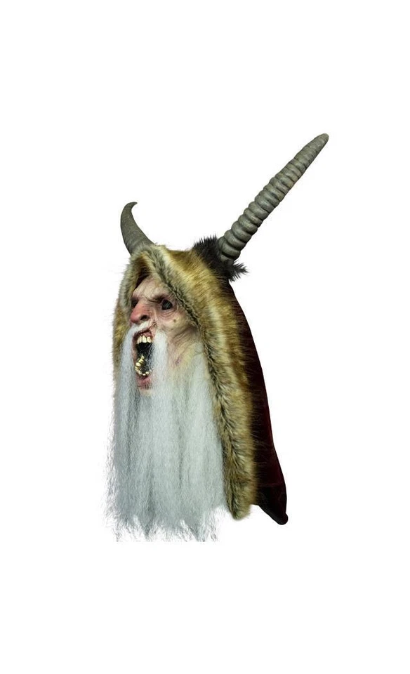 Krampus Mask For Christmas with Beard, Horns, and Santa Hood Officially Licensed - Image 2 of 4