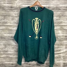 Vintage IZOD Sweater Mens XL Green Golf Cup Design Knit Crewneck 90s