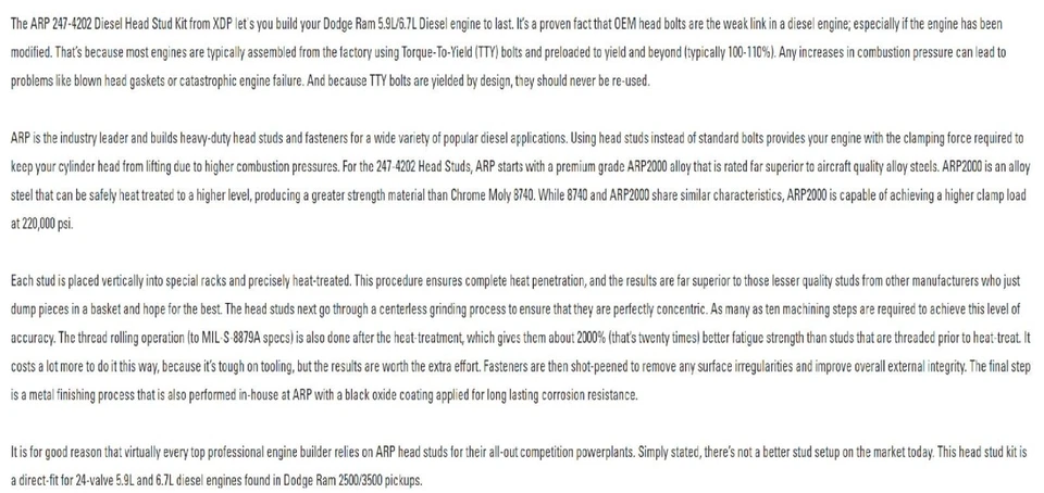 Juego de juntas de culata y kit de pernos ARP Cummins 6.7 24V 2500 Dodge Cummins 2007.5-2014 Foto 3 de 3
