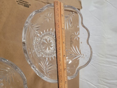 Mikassa Cut Crystal Glass Footed Bowl Dish Christmas Night Tree Motif X 3 - Picture 2 of 5