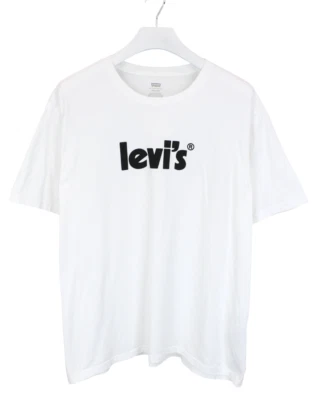 Levi's Relaxed T-Shirt Herren XL Kurzärmlig Rundhals Kragen-Logo Weiß Trikot - Bild 1 von 4