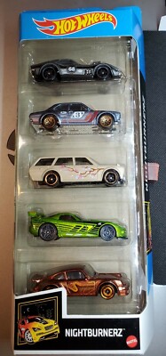 2021 Hot Wheels Nightburnerz 5 Pack- 510 Wagon, Gas Monkey Vette