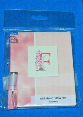(NEW) MINI MEMO PAD AND PEN 100 SHEETS STUDIO18 ''F'' Design - Fast Free Ship 