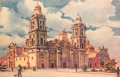 La Catedral Cathedral Mexico City Liebig Unposted Linen Mexico Postcard R577