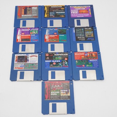 Lot of 10  Amiga Games/Software 3.5'' Floppy Disks Games Commodore Cover Disk